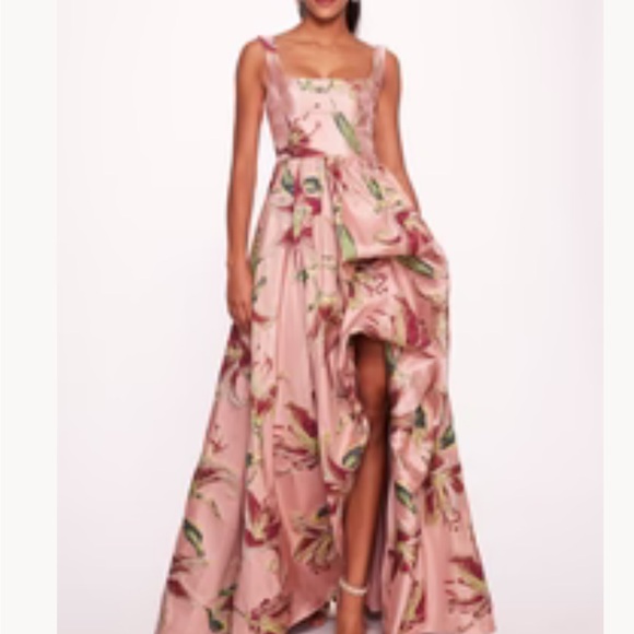 Marchesa Blush and Green Embroidered Gown - Picture 4 of 4